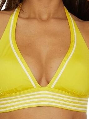 Trina Turk Halter Bikini Top Monako Pleated Triangle Trapunto Beach Swim Size 8